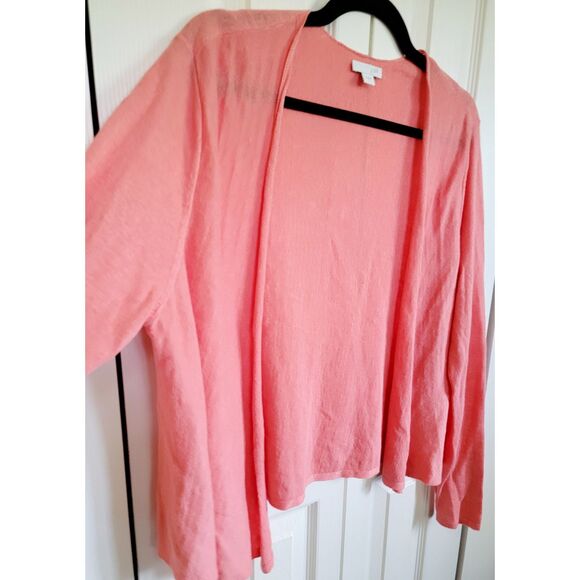 J. Jill L Linen/Cotton‎ Short Open Front Cardigan Womens Coral L/S  Large - Picture 4 of 7